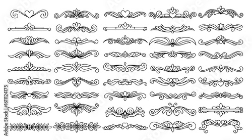 Doodle border. Flower ornament frame, hand drawn decorative corner elements, floral sketch pattern. Vector doodle frame elements