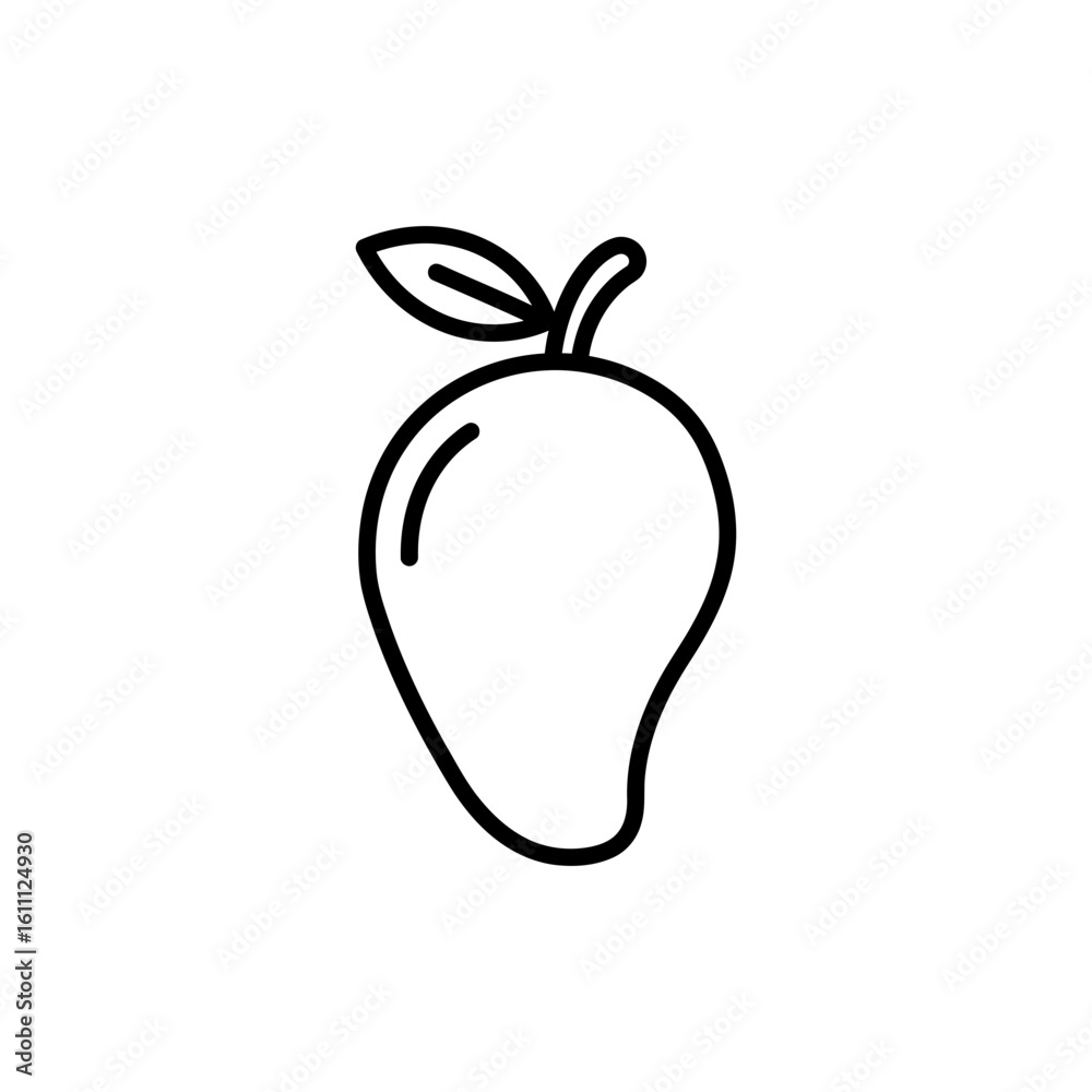Minimal Icon of Mango with Leaf Minimal Icon of Mango with Leaf