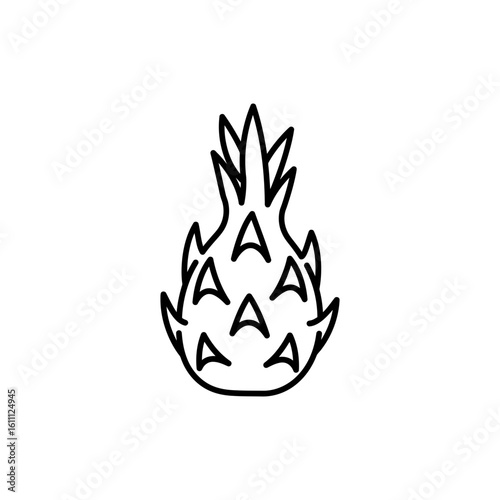 Minimal Icon of Dragon Fruit with Scale Detail