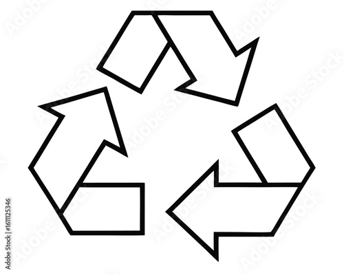 A black recycling symbol stands out against a white background Ai Generated