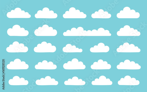 Clouds pattern sky blue cumulus cute seamless copyspace icons overcast morning or afternoon backdrops. Great for animated backgrounds or quiet mood. Use in peaceful or dreamy content.