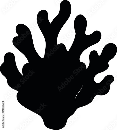 Black handprint vector illustration on white background with palm and fingers silhouette symbol