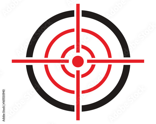 A red and black target with crosshair is isolated on white background Ai Generated