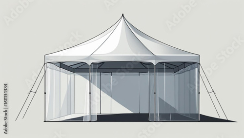 Illustration of a large white event tent or wedding marquee