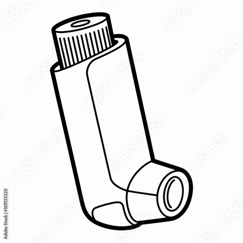 Inhaler Icon Medical Asthma Device Line Art Illustration