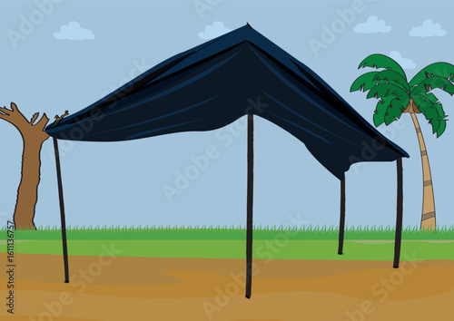 Kerala traditional tea shop illustration vector.