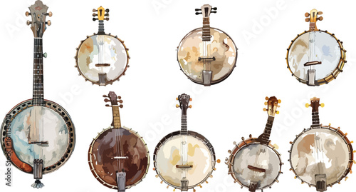banjo watercolor clipart