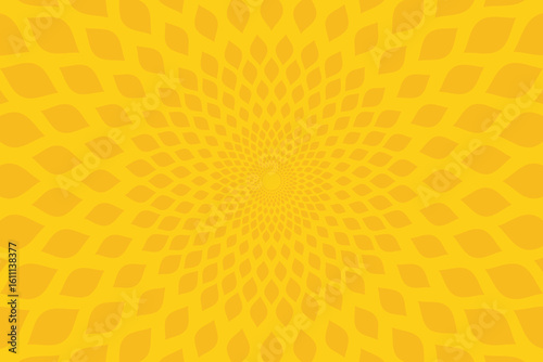 Yellow Radiating Geometric Spiral Pattern – Abstract Optical Background Vector