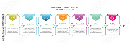 Timeline infographic template process success, business infographic, timeline, growth, strategy, editable chart, whit 7 steps process.	
