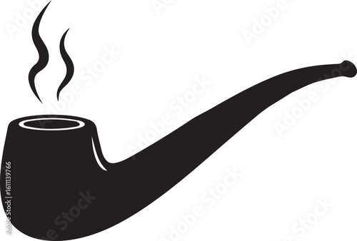 Smoking pipe silhouette icon vector, smoking pipe icon, tobacco pipe icon, smoking pipe silhouette vector isolated on white background