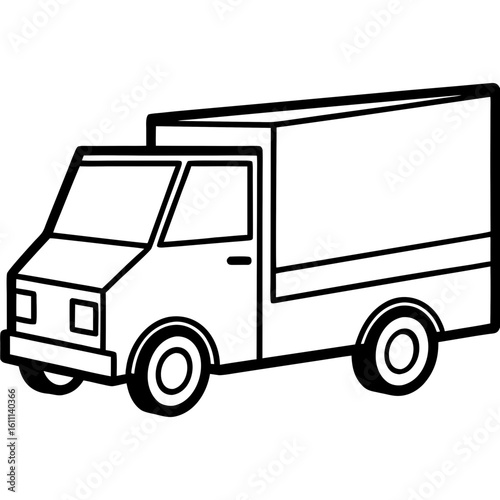 Line Art Utility Truck Illustration