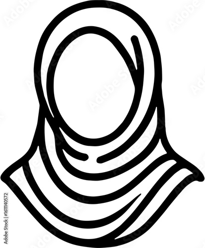 outline icon of woman wearing hijab in minimalist line art style