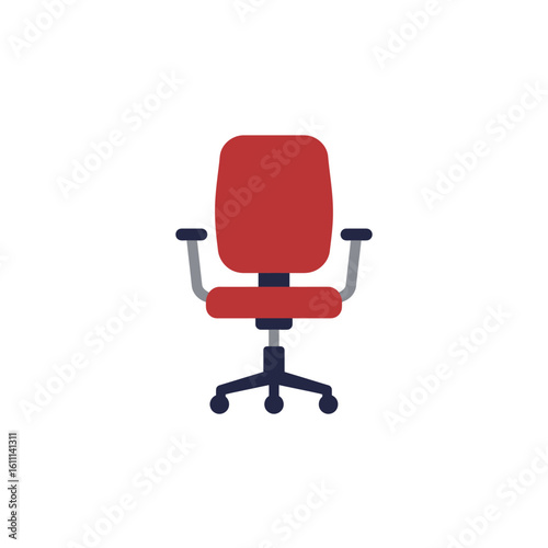 Modern Red Office Chair Vector Illustration Perfect for Comfortable Desk Work and Professional Business Environments