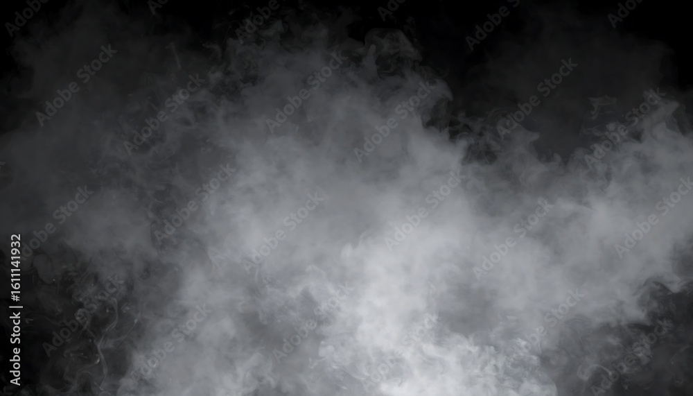 Fototapeta premium Ethereal smoke swirls against a dark backdrop, creating a mysterious atmosphere