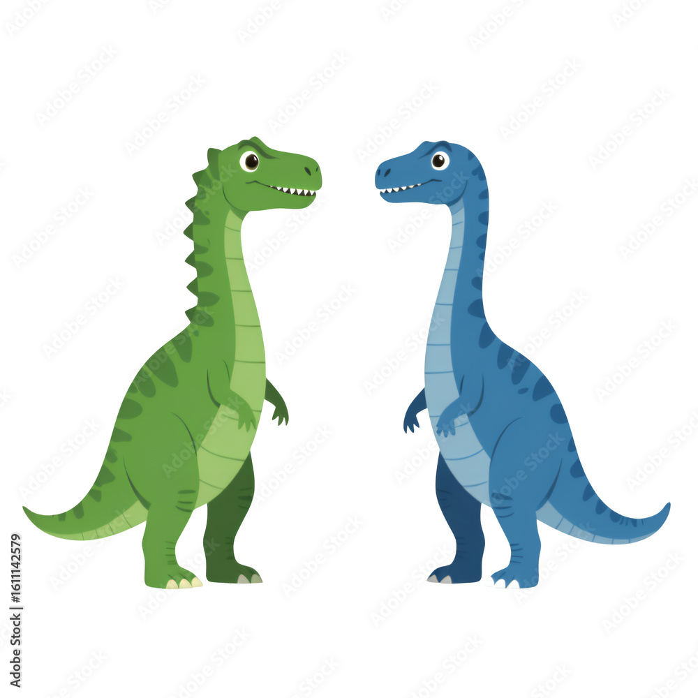Fototapeta premium Green Dinosaur Illustration with Transparent Background, Cartoon Design Element