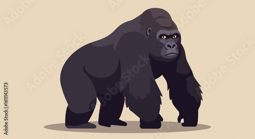 Dark Gorilla Vector Illustration – Powerful Primate Art