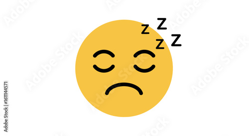 Yellow Sleepy Face Emoji Vector with ZZZ Symbols – Cartoon Tired Icon Illustration