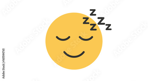 Yellow Sleepy Face Emoji Vector with ZZZ Symbols – Cartoon Tired Icon Illustration