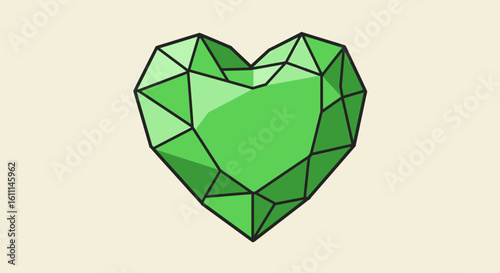 Vector Sketch of Crystal Heart – Hand-Drawn Geometric Gemstone Illustration