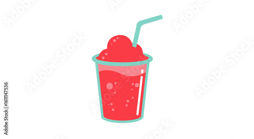 Vector Cartoon Slush Drink Illustration – Cute Colorful Beverage in Cup with Straw