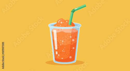 Vector Cartoon Slush Drink Illustration – Cute Colorful Beverage in Cup with Straw
