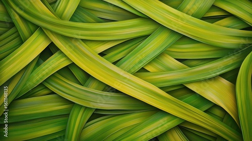 Interwoven green blades, textured, vibrant.