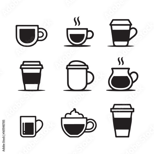 coffee cup icon set
