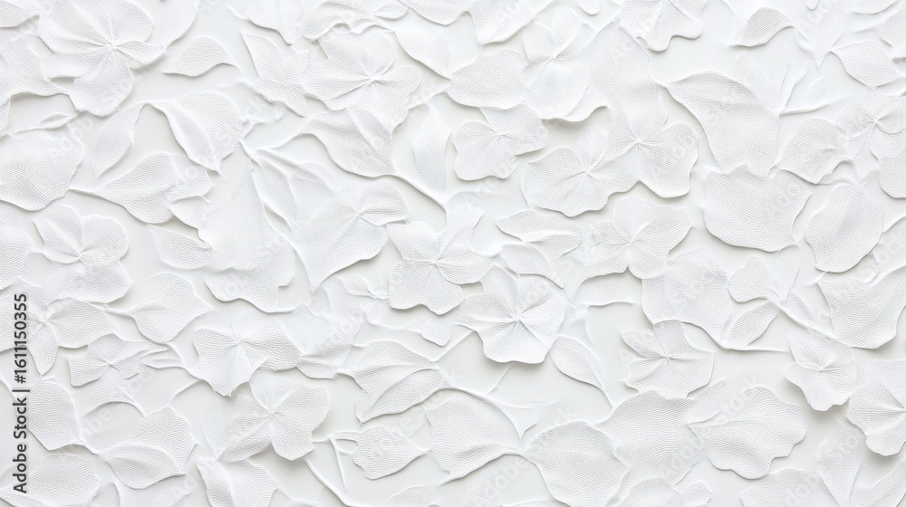 Fototapeta premium White textured floral pattern, embossed relief.