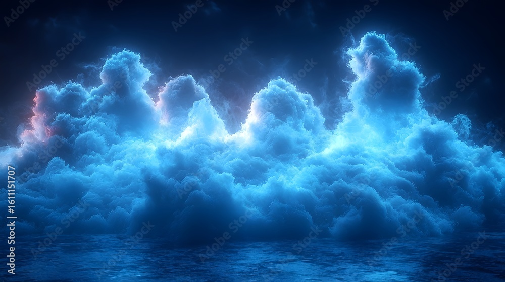 Fototapeta premium Ethereal neon gradient clouds in a dreamy mystical night sky