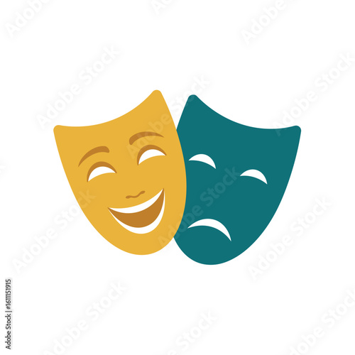 Iconic theatrical masks symbolizing comedy and tragedy portray the broad spectrum of human emotions in performance art.