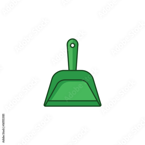 Green Dustpan Icon: Cleaning & Hygiene Illustration