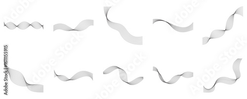 Set of abstract wavy lines elements for design. Curved wavy lines, smooth lines, abstract background with business lines.