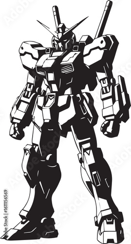 vector illustration of Sci-fi robot or mecha