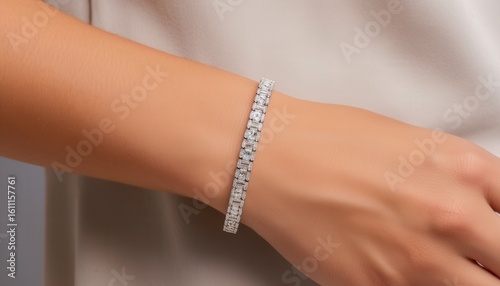 Elegant diamond bracelet showcase jewelry store product photography stylish environment close-up view luxury concept