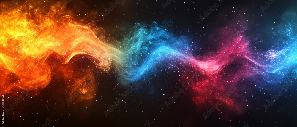 Fototapeta premium Space nebula with bright colors. Useful for science articles, book covers and educational materials about space.