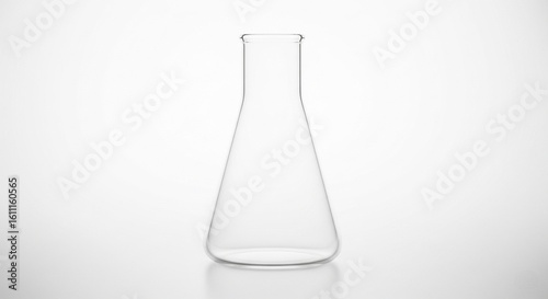 Erlenmeyer flask on clean white background