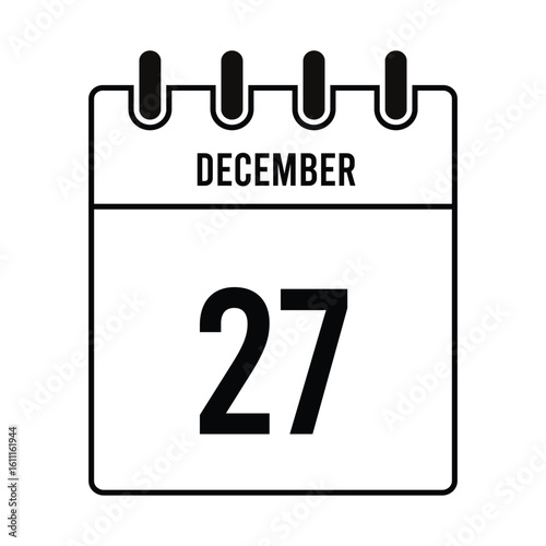 December Calendar Vector Template with Snowflakes, Winter Month Design, Minimal Layout