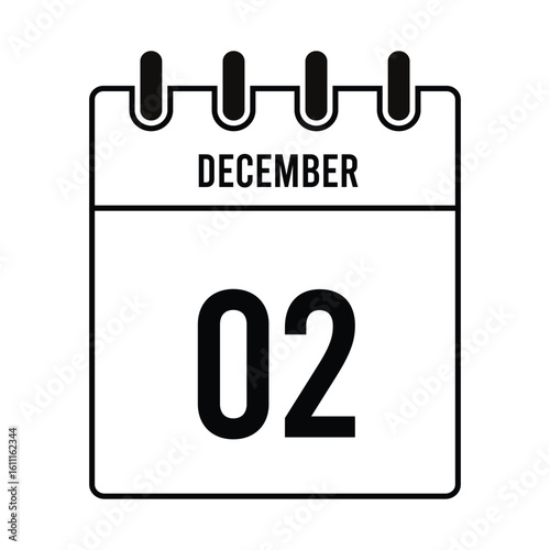 December Calendar Vector Template with Snowflakes, Winter Month Design, Minimal Layout