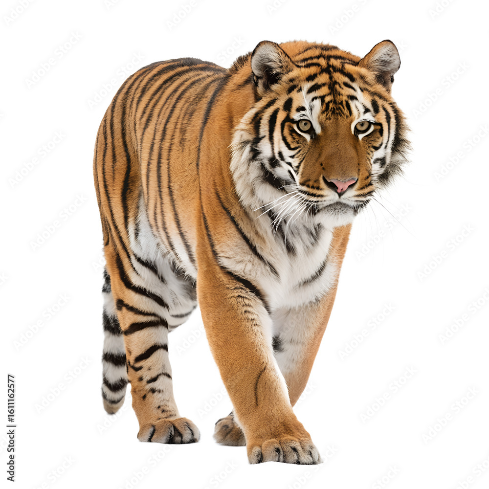 Naklejka premium Majestic siberian tiger walking portrait wildlife animal nature conservation big cat predator carnivore feline