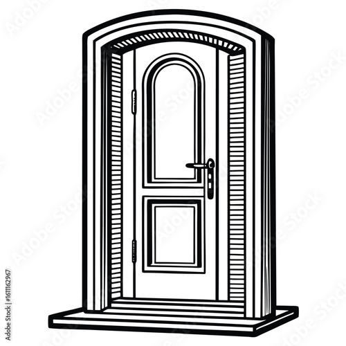 Continuous Line Drawing of an Isolated Door in One Continuous Line