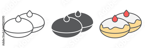 Hanukkah doughnut icon collection, bakery and dessert, hanukkah donut sign vector set graphics, editable stroke linear icon, eps 10