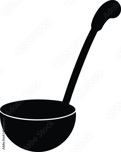 ladle icon black silhouette vector illustration on transparent background