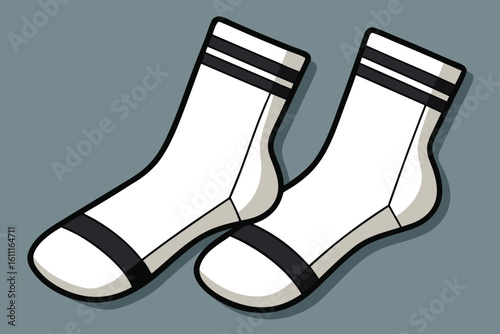Two Stylish Socks With Stripes on a Yellow Background, a Simple Yet Striking Graphic Design