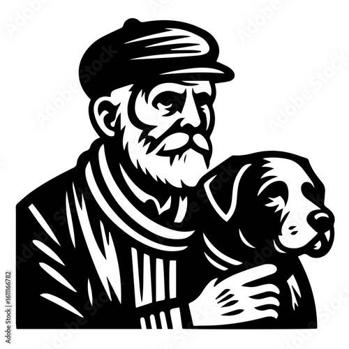  Old Salt's Best Friend: Nautical Man and Dog Emblem