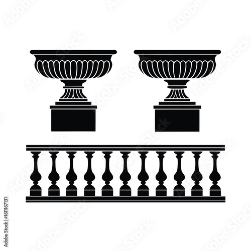 Ornate Balustrade vector icon set