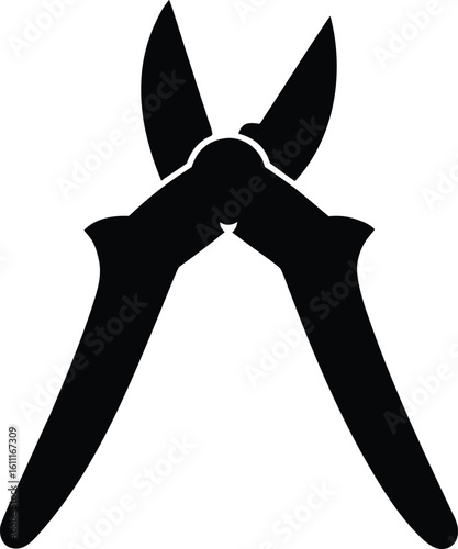 pruning shears icon black silhouette vector illustration on transparent background
