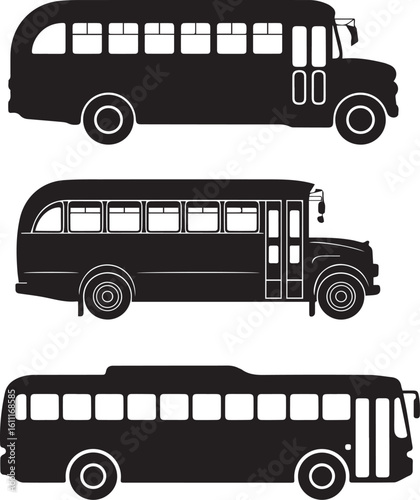 old bus silhouette vector illustration