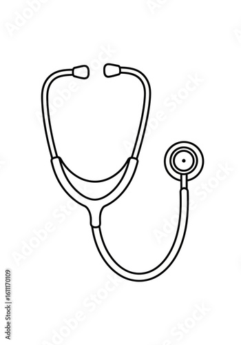 A simple line drawing of a medical stethoscope, a vital diagnostic tool.