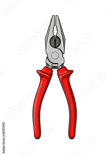 A graphic illustration of a red-handled pliers tool, isolated on white background.