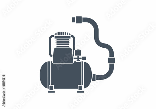 Silhouette illustration of a portable air compressor.